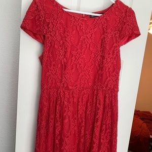 Macy’s red lace dress
